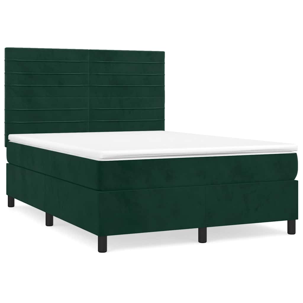 Sommier à lattes de lit et matelas Vert foncé 140x190cm Velours - XIOS