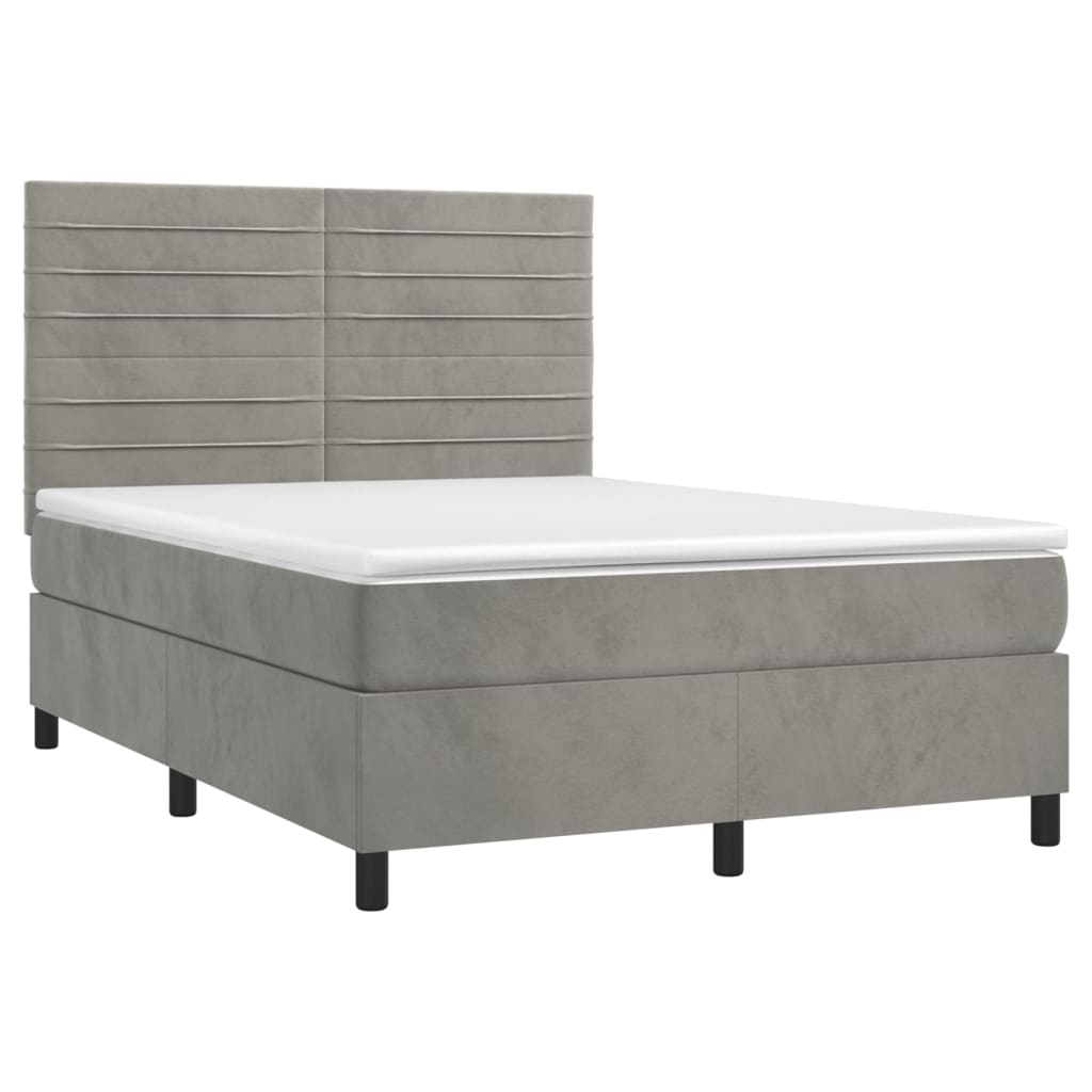 Sommier à lattes de lit et matelas Gris clair 140x200cm Velours - XIOS