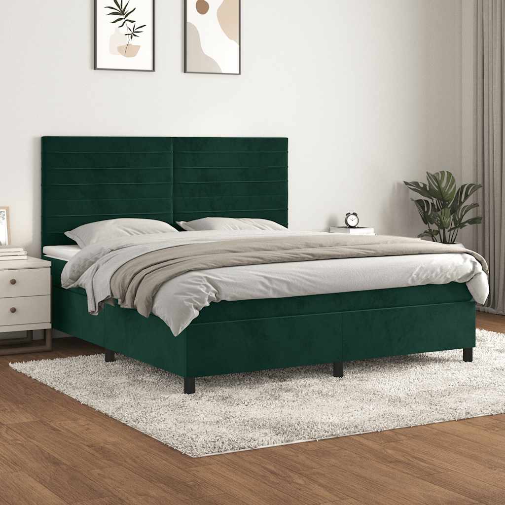 Sommier à lattes de lit et matelas Vert foncé 160x200cm Velours - XIOS