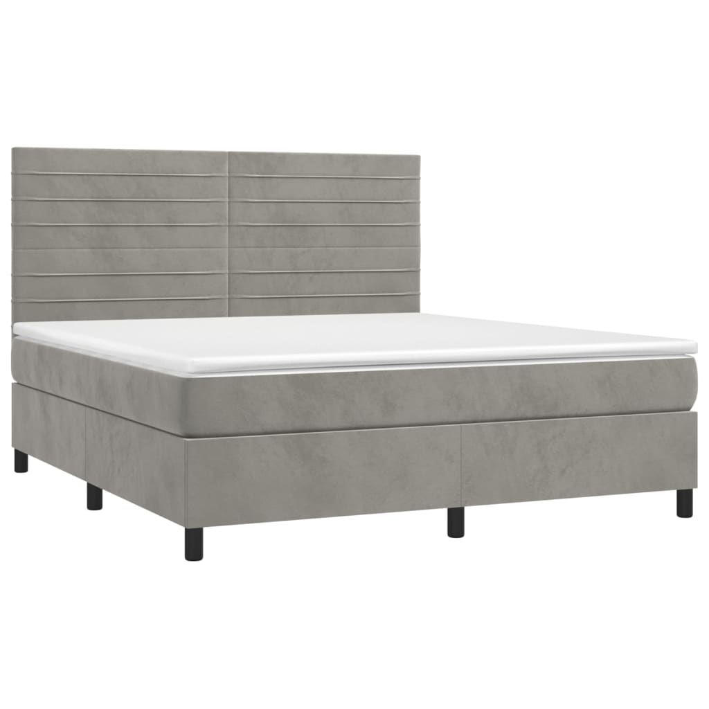 Sommier à lattes de lit et matelas Gris clair 180x200cm Velours - XIOS