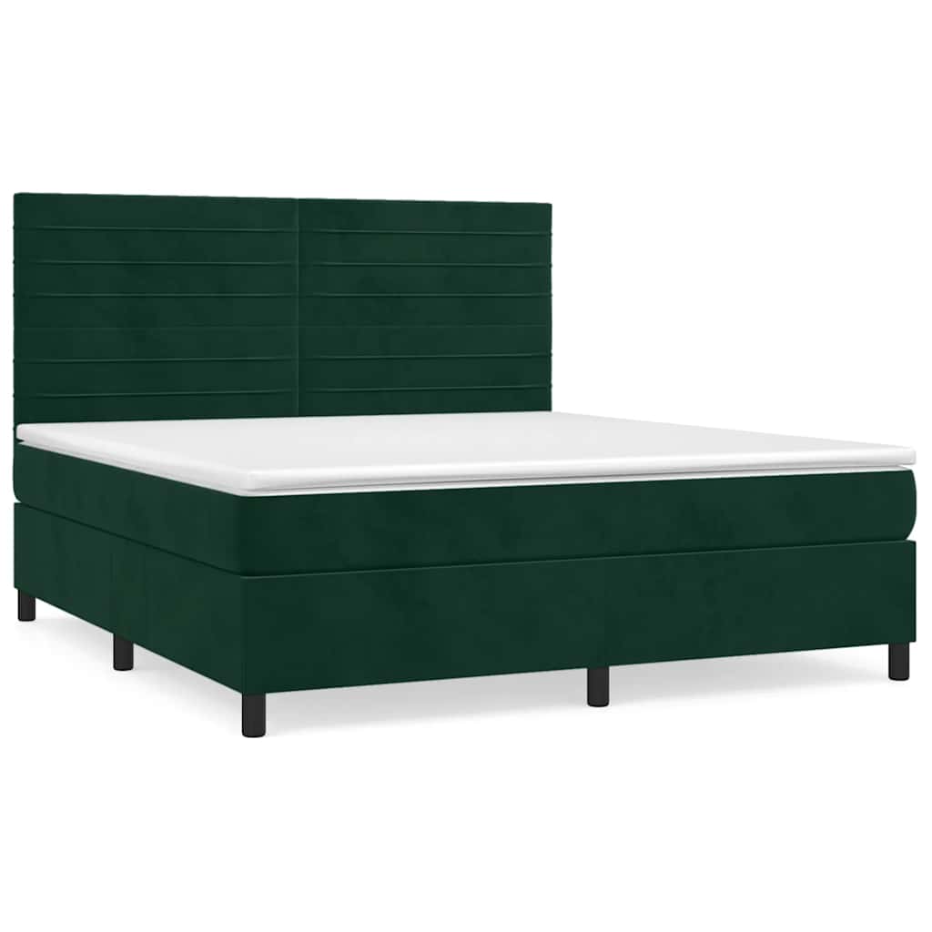 Sommier à lattes de lit et matelas Vert foncé 180x200cm Velours