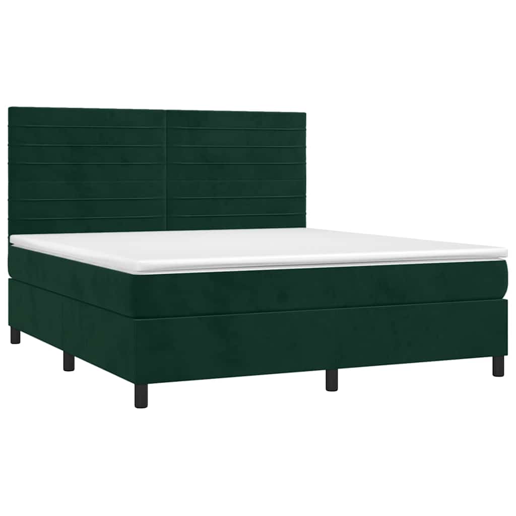 Sommier à lattes de lit et matelas Vert foncé 180x200cm Velours
