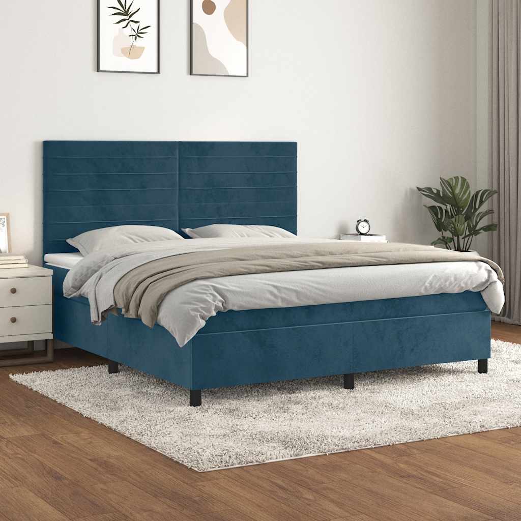 Sommier à lattes de lit et matelas Bleu foncé 180x200cm Velours - XIOS