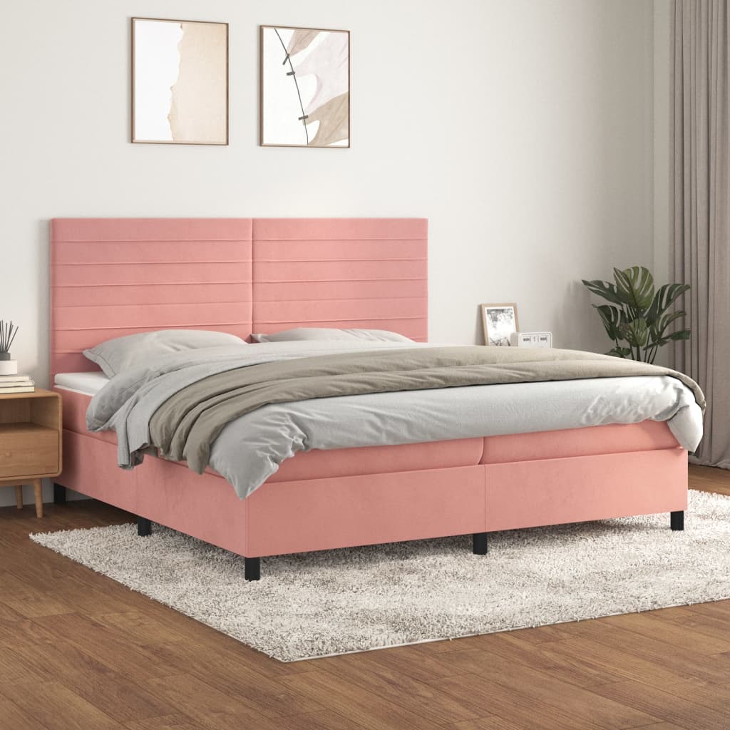 Sommier à lattes de lit avec matelas Rose 200x200 cm Velours - XIOS
