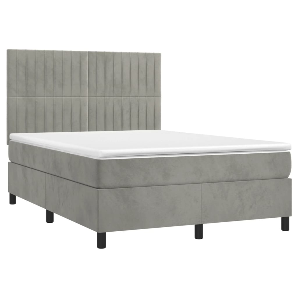 Sommier à lattes de lit et matelas Gris clair 140x200cm Velours - XIOS