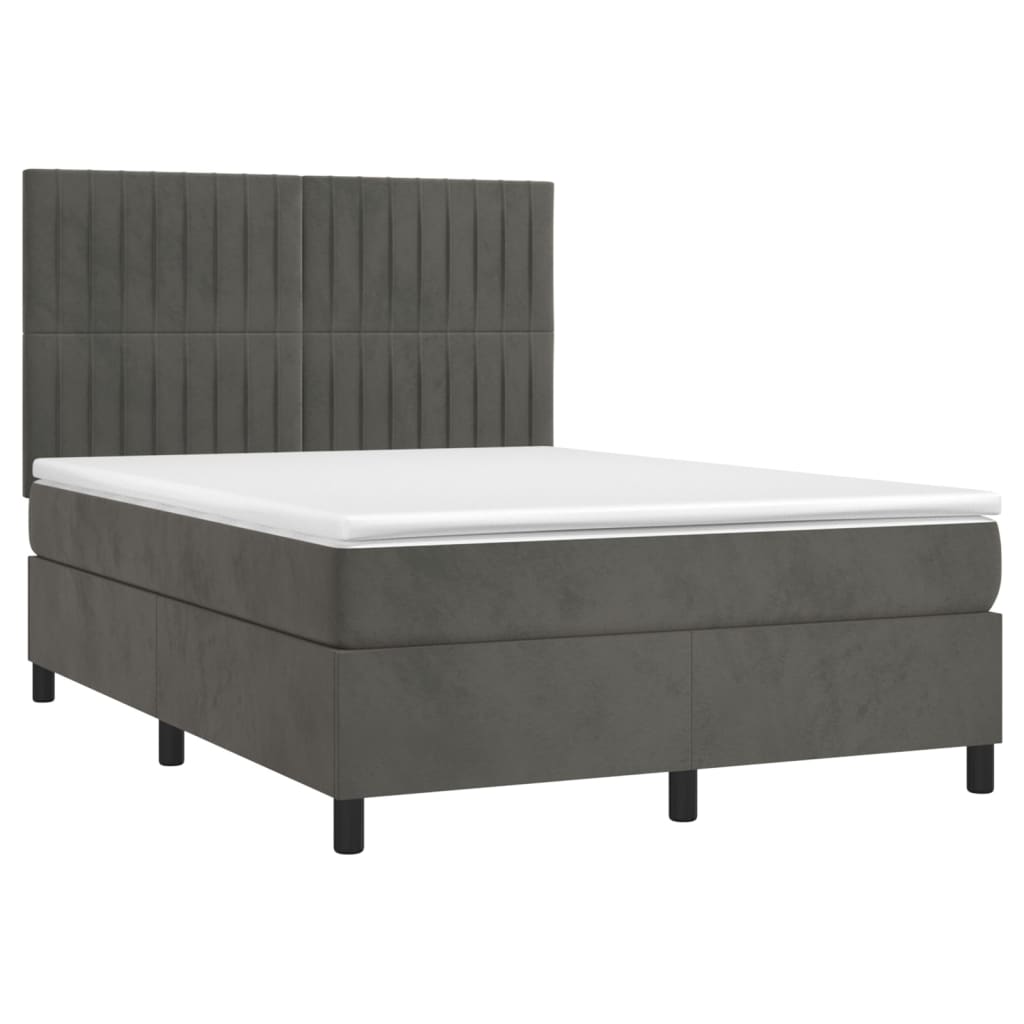 Sommier à lattes de lit et matelas Gris foncé 140x200cm Velours - XIOS