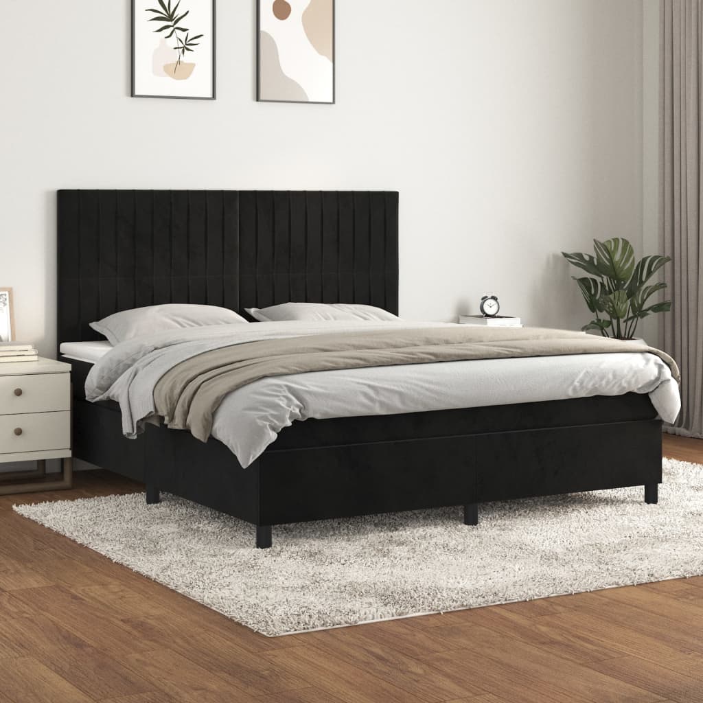 Sommier à lattes de lit et matelas Noir 160x200 cm Velours - XIOS