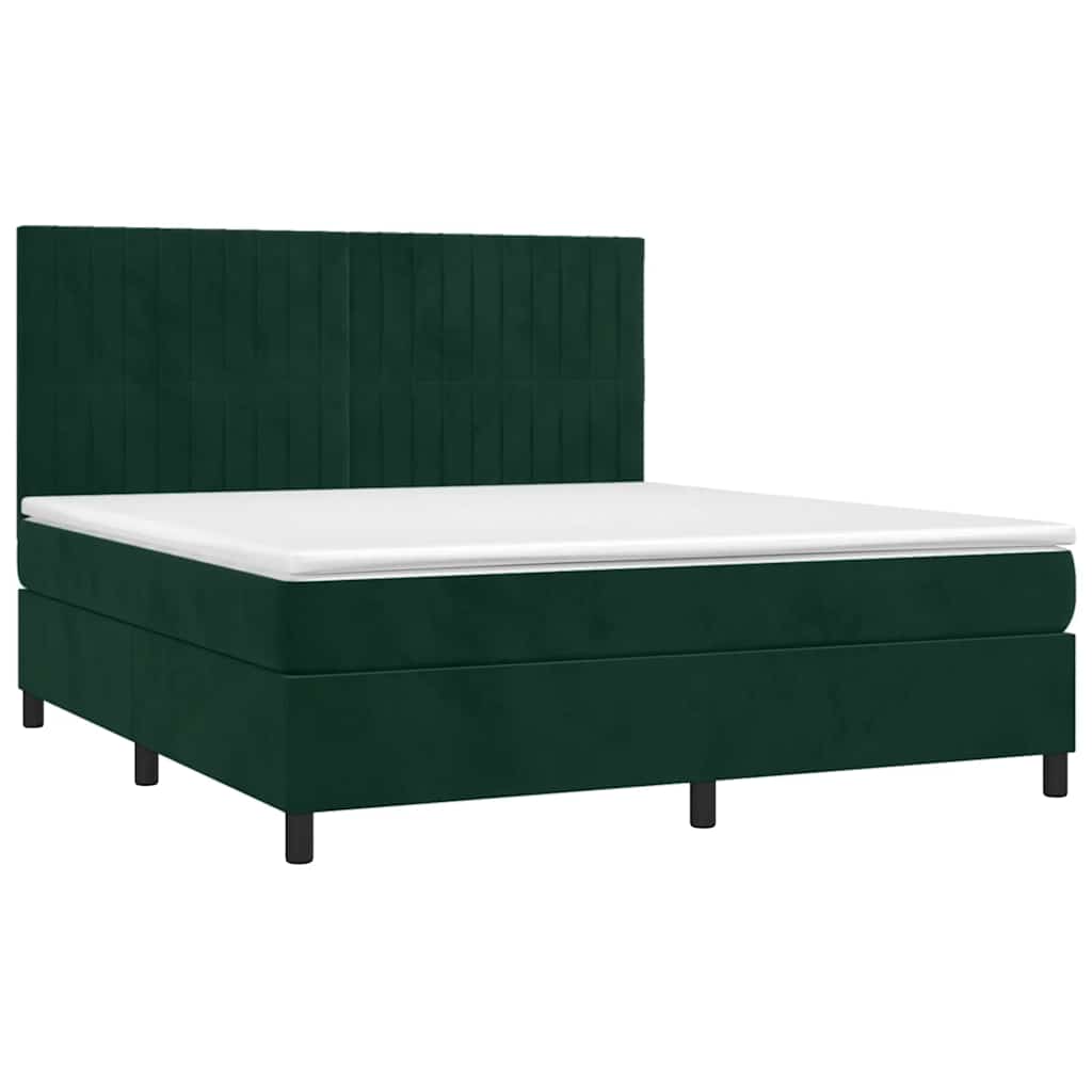 Sommier à lattes de lit et matelas Vert foncé 160x200cm Velours