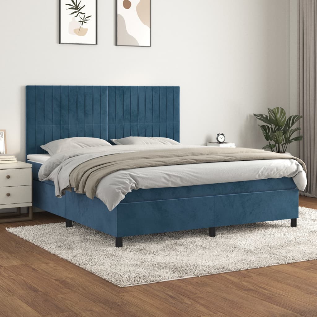 Sommier à lattes de lit et matelas Bleu foncé 160x200cm Velours - XIOS
