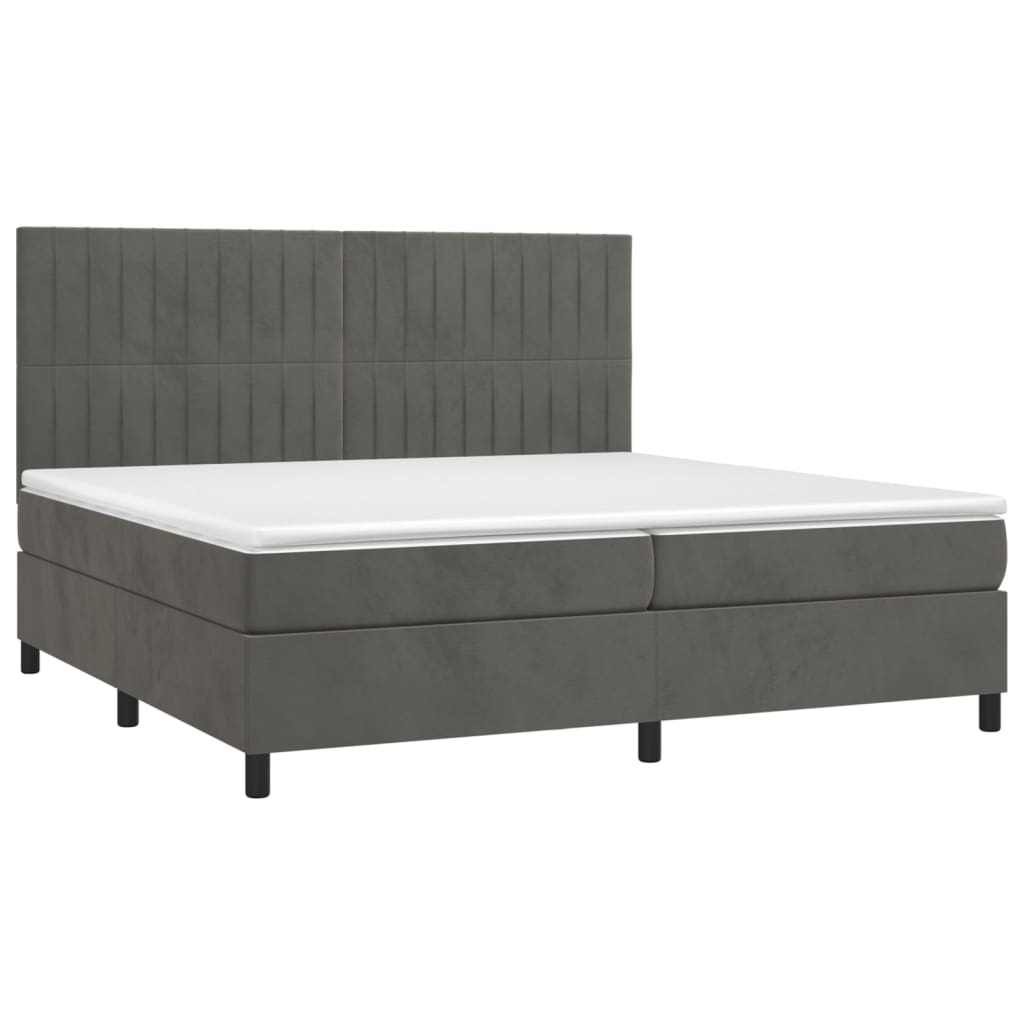 Sommier à lattes de lit et matelas Gris foncé 200x200cm Velours - XIOS