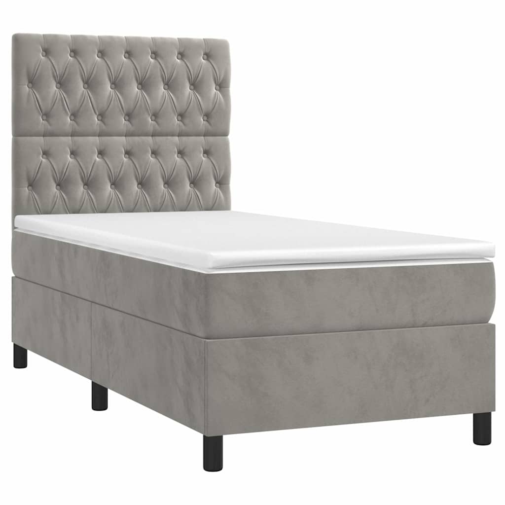 Sommier à lattes de lit et matelas Gris clair 90x190 cm Velours - XIOS