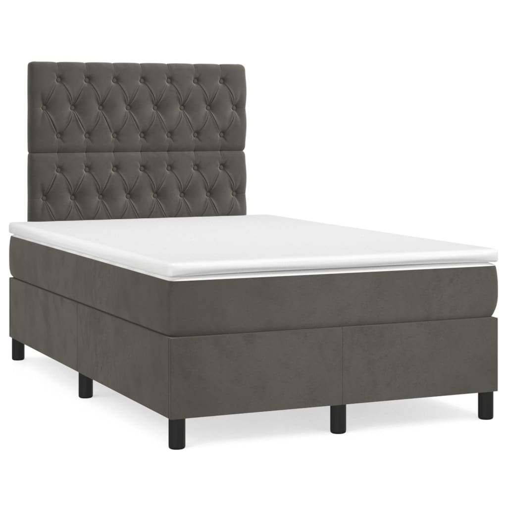Sommier à lattes de lit et matelas Gris foncé 120x200cm Velours - XIOS