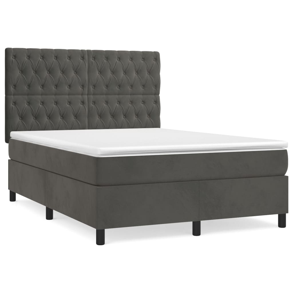 Sommier à lattes de lit et matelas Gris foncé 140x190cm Velours - XIOS