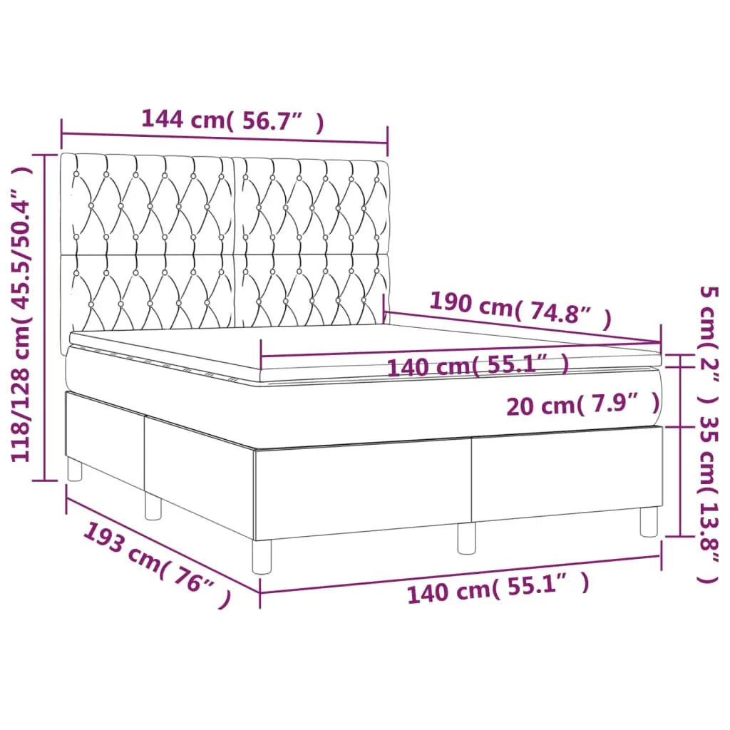 Sommier à lattes de lit avec matelas Noir 140x190 cm Velours - XIOS