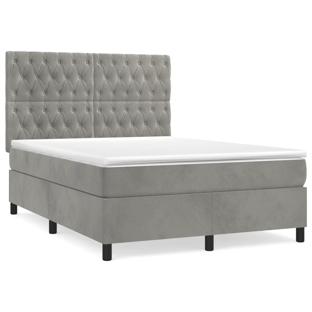 Sommier à lattes de lit et matelas Gris clair 140x200cm Velours - XIOS