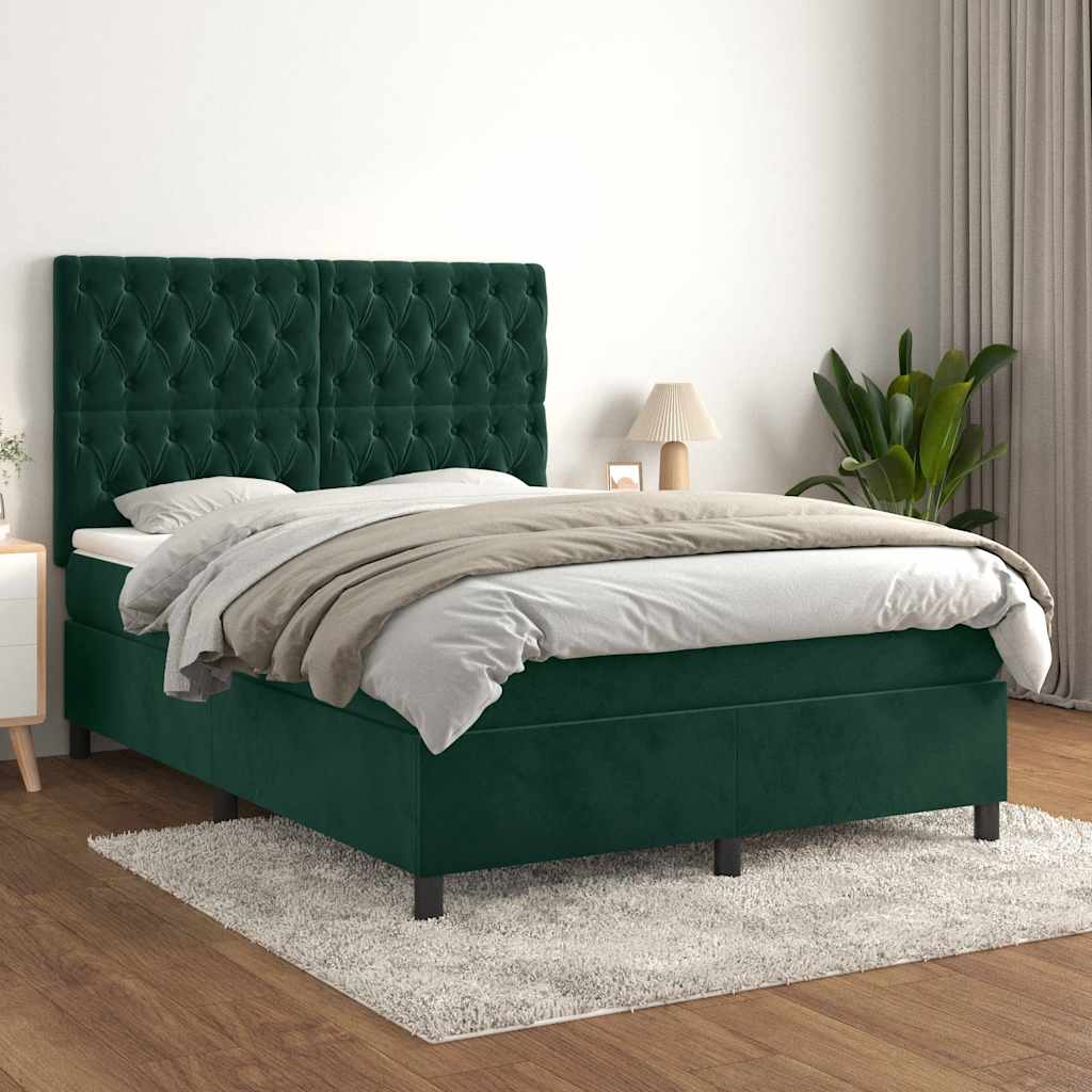Sommier à lattes de lit et matelas Vert foncé 140x200cm Velours - XIOS