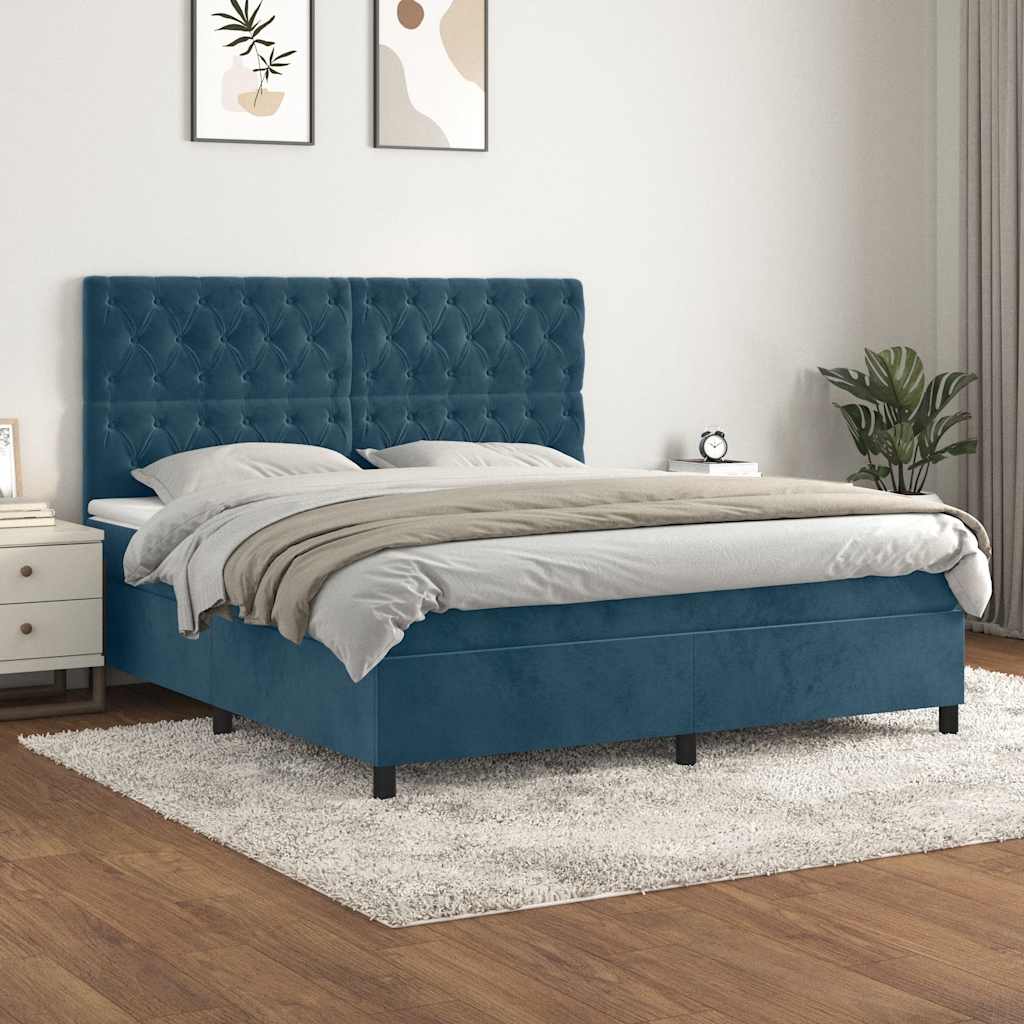 Sommier à lattes de lit et matelas Bleu foncé 160x200cm Velours - XIOS