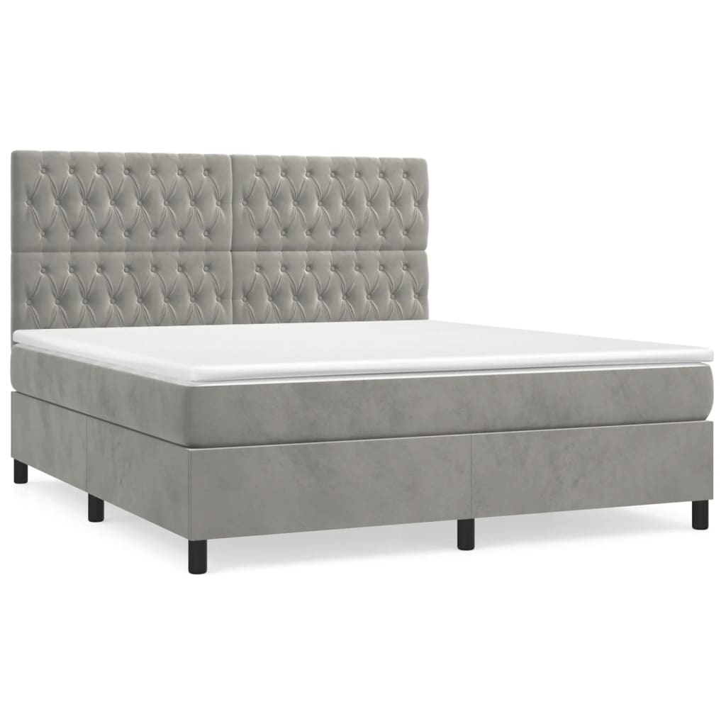 Sommier à lattes de lit et matelas Gris clair 180x200cm Velours - XIOS