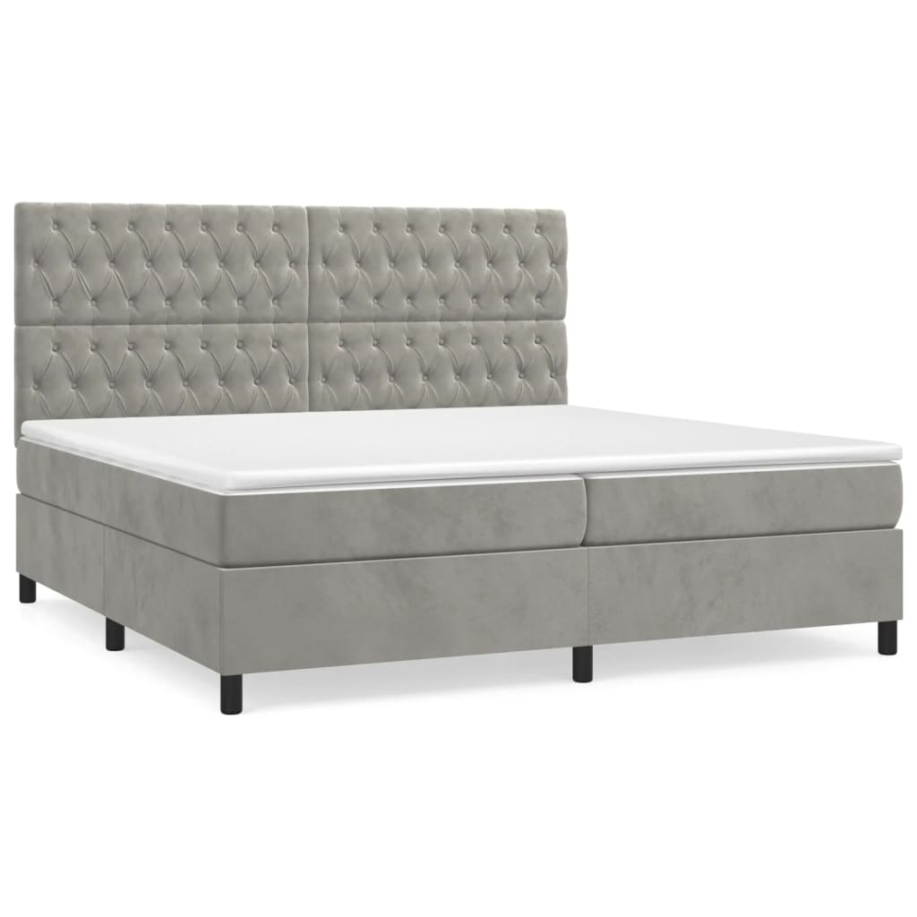 Sommier à lattes de lit et matelas Gris clair 200x200cm Velours - XIOS