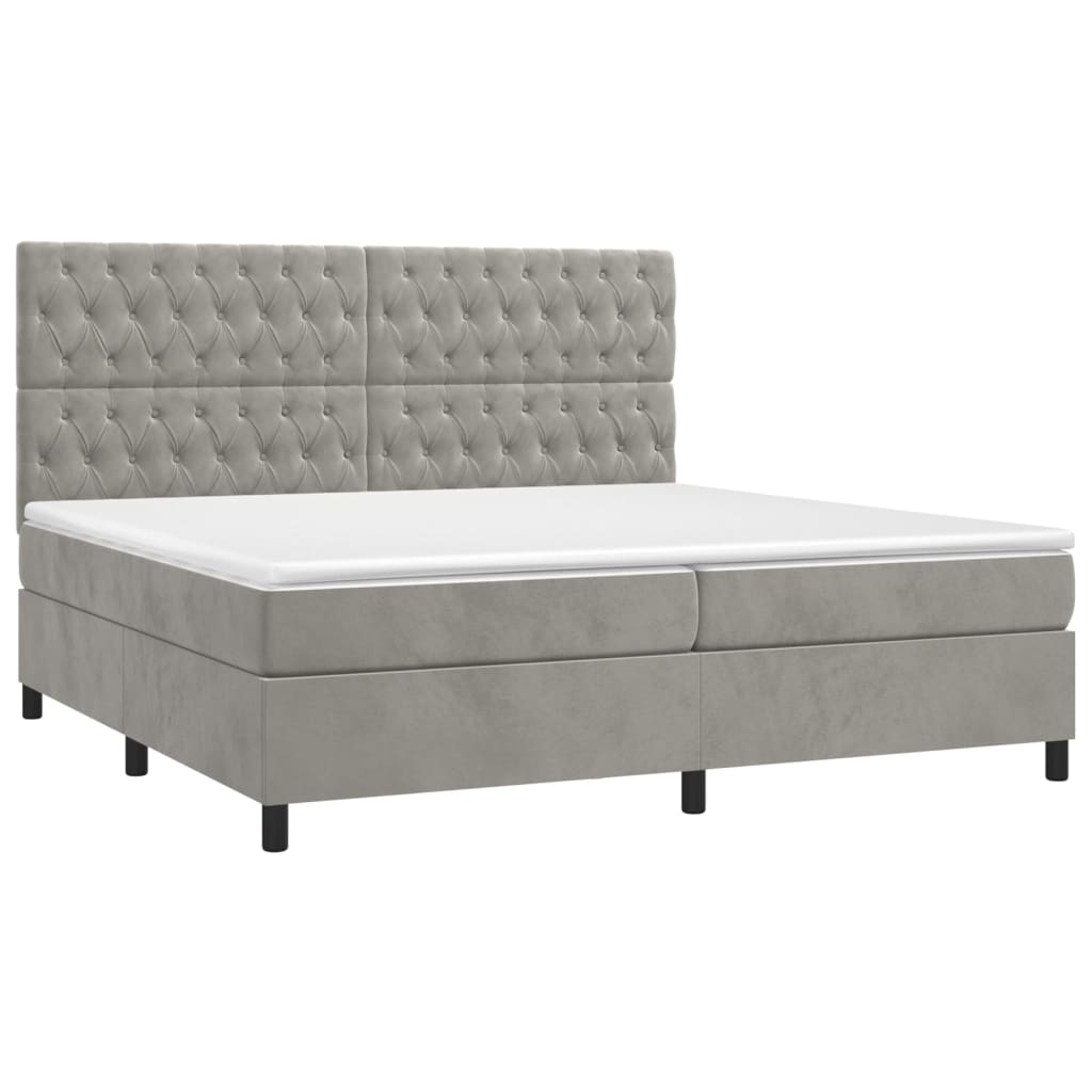 Sommier à lattes de lit et matelas Gris clair 200x200cm Velours - XIOS