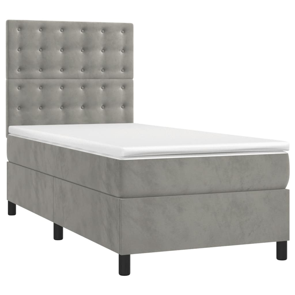 Sommier à lattes de lit et matelas Gris clair 90x200 cm Velours - XIOS