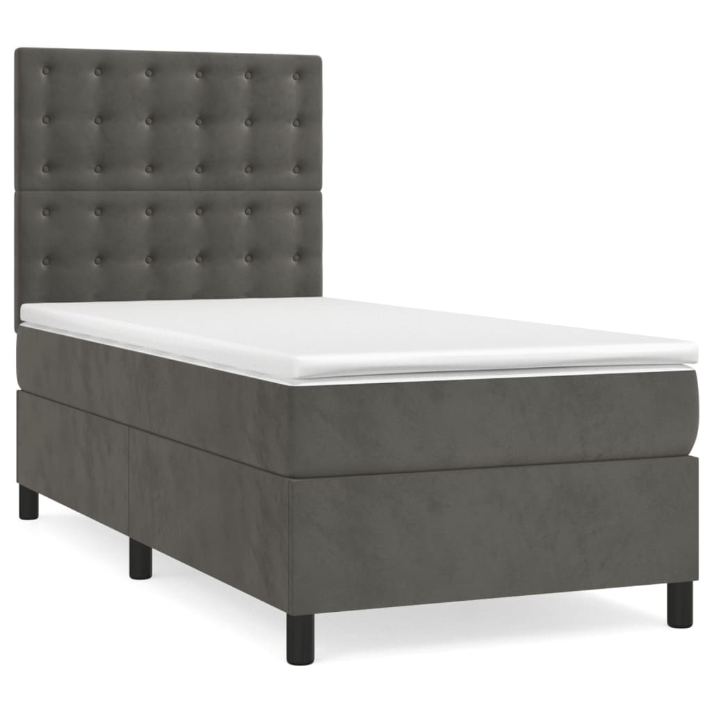 Sommier à lattes de lit et matelas Gris foncé 90x200 cm Velours - XIOS