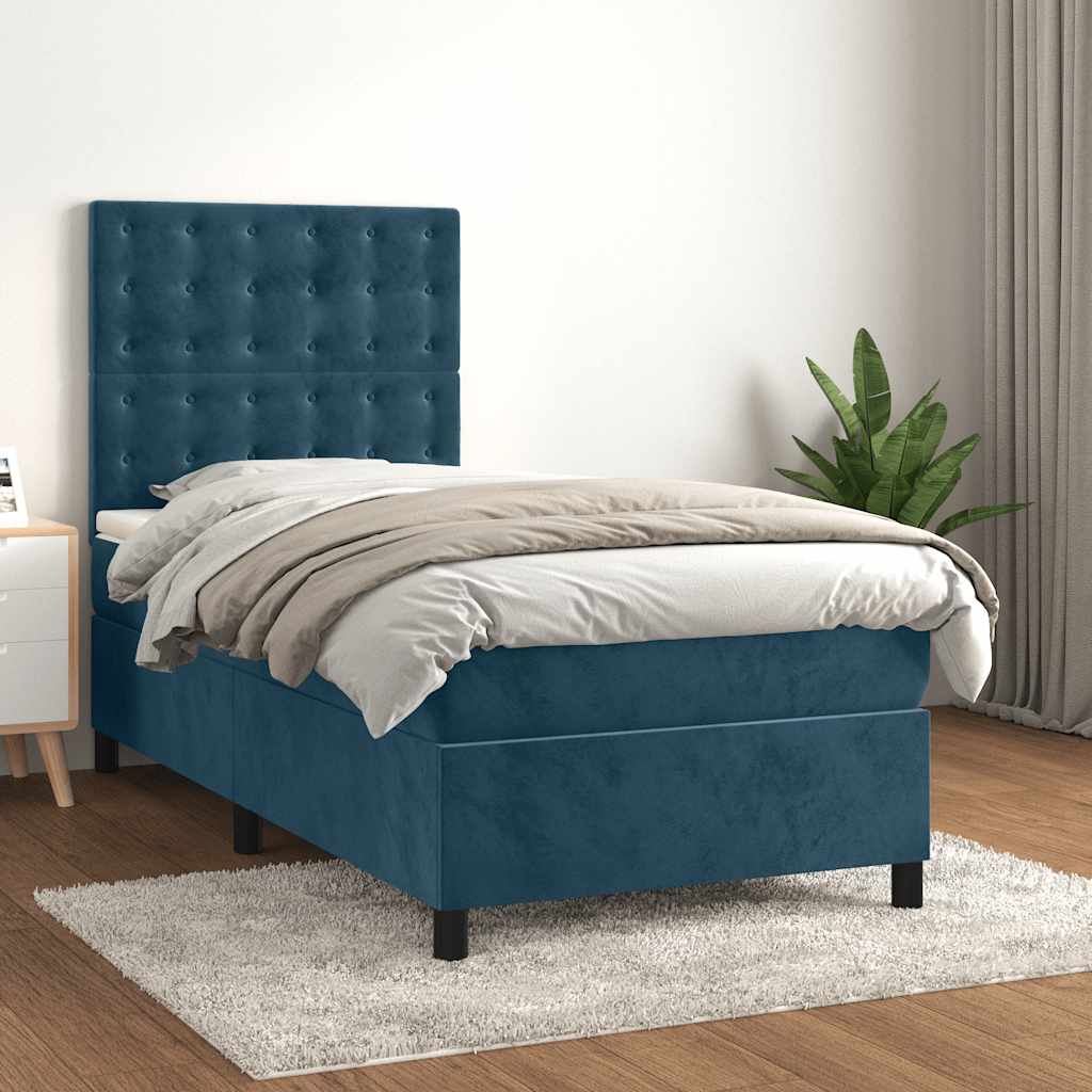 Sommier à lattes de lit avec matelas Bleu foncé 90x200 cm - XIOS