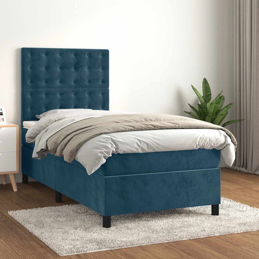 Sommier à lattes de lit avec matelas Bleu foncé 100x200 cm - XIOS