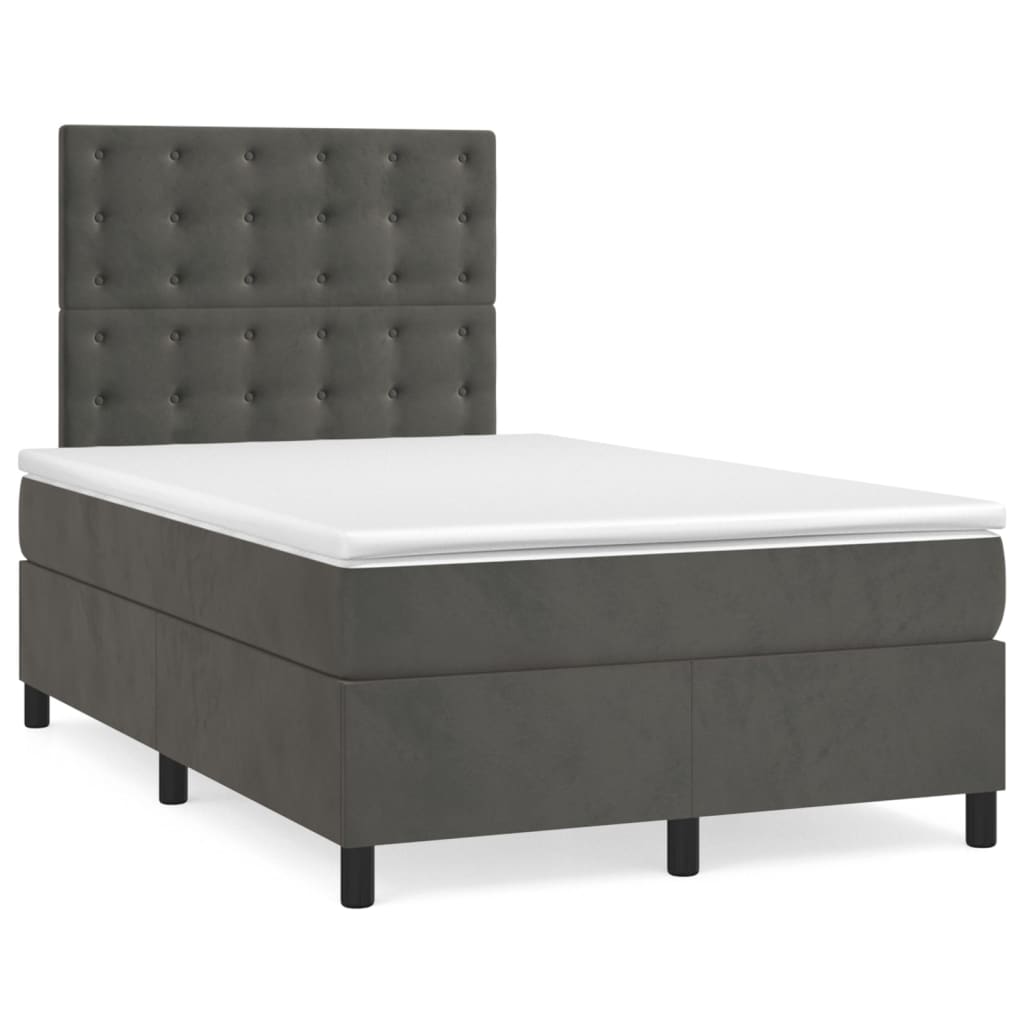 Sommier à lattes de lit et matelas Gris foncé 120x200cm Velours - XIOS