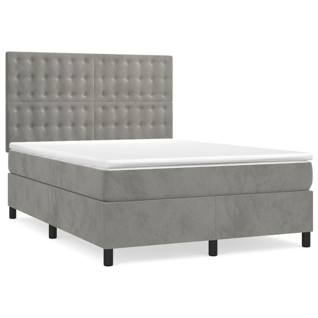 Sommier à lattes de lit et matelas Gris clair 140x200cm Velours - XIOS