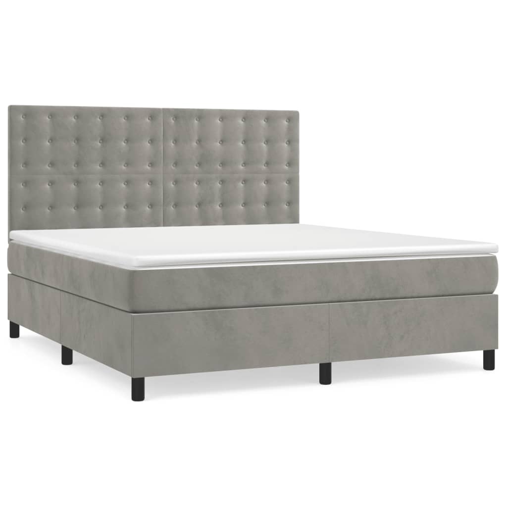 Sommier à lattes de lit et matelas Gris clair 160x200cm Velours - XIOS
