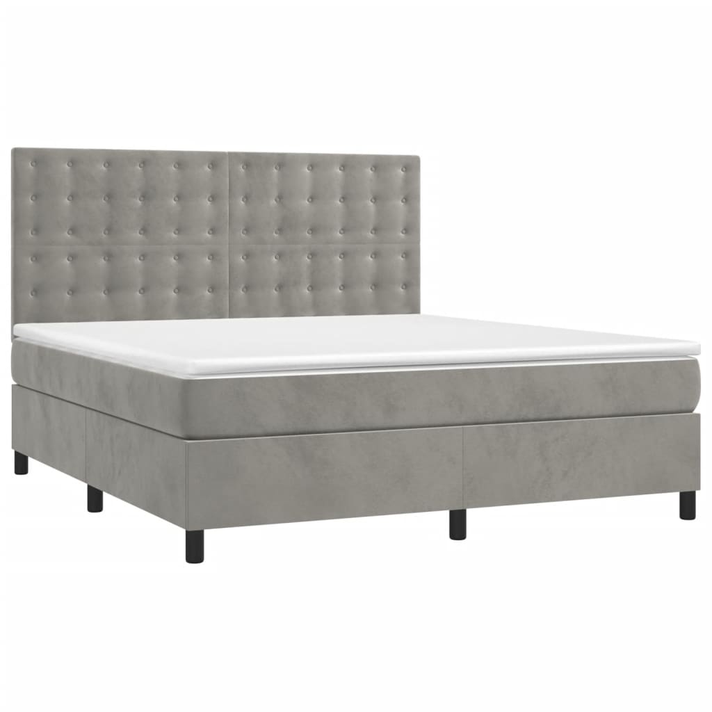 Sommier à lattes de lit et matelas Gris clair 180x200cm Velours - XIOS