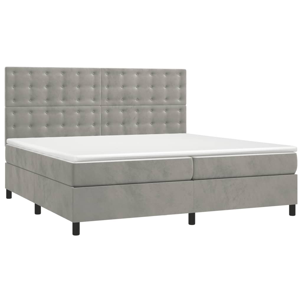 Sommier à lattes de lit et matelas Gris clair 200x200cm Velours - XIOS