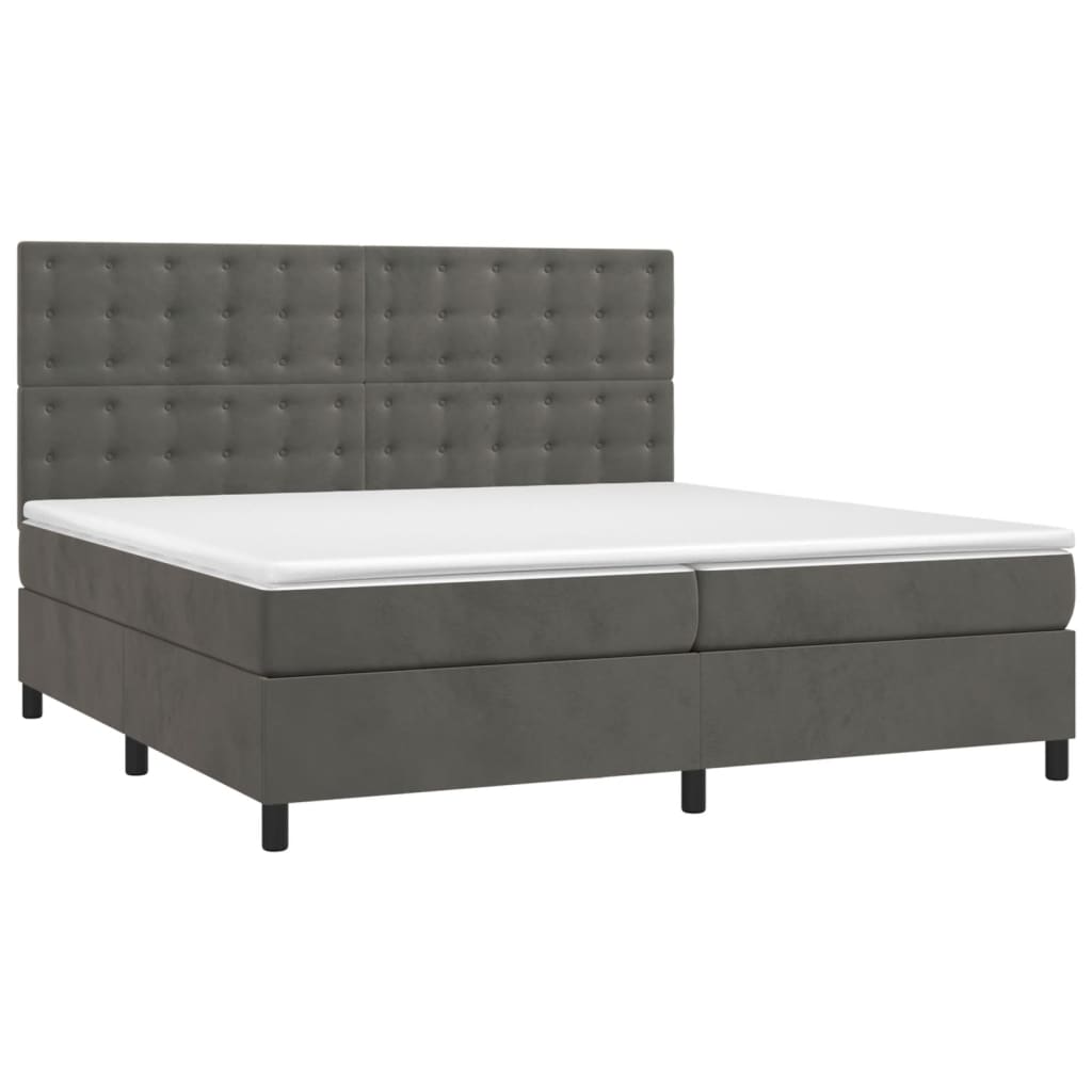 Sommier à lattes de lit et matelas Gris foncé 200x200cm Velours - XIOS