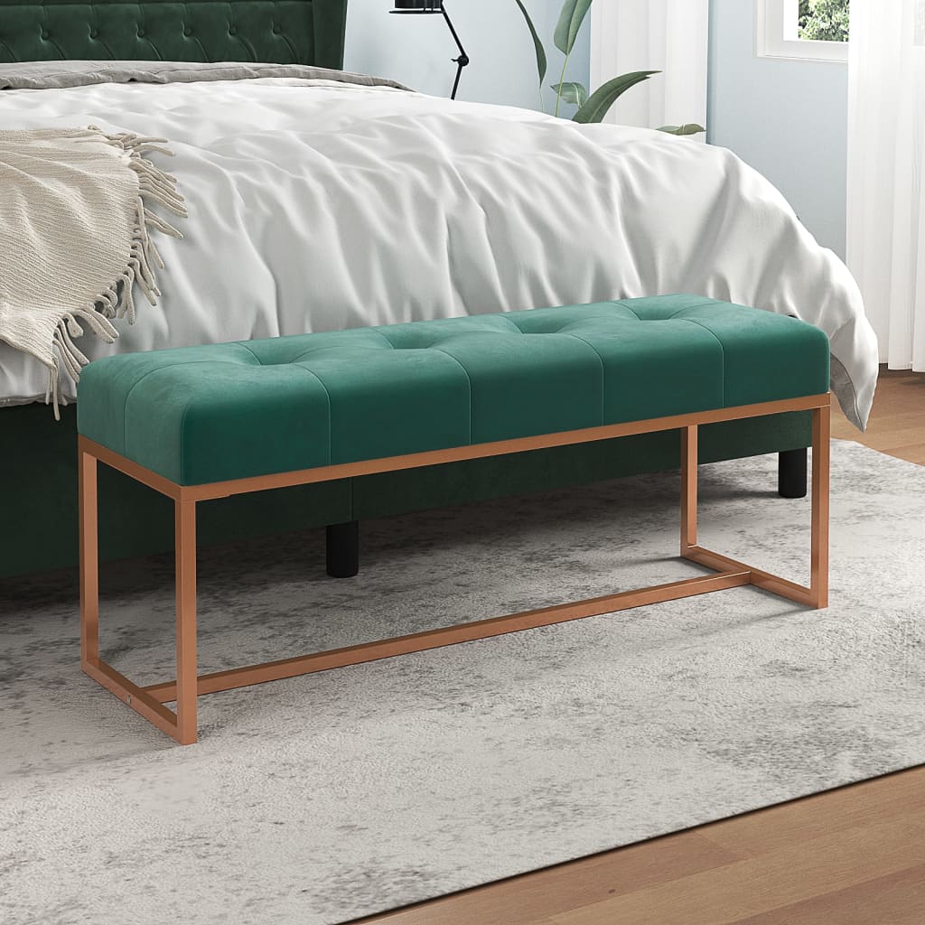 Banc Vert foncé 110x36x45 cm Velours - XIOS