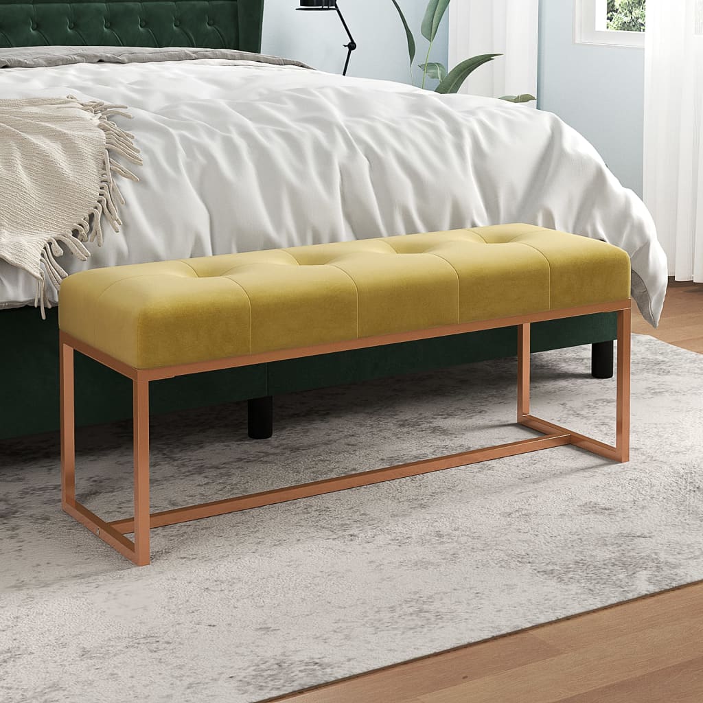 Banc Jaune moutarde 110x36x45 cm Velours - XIOS