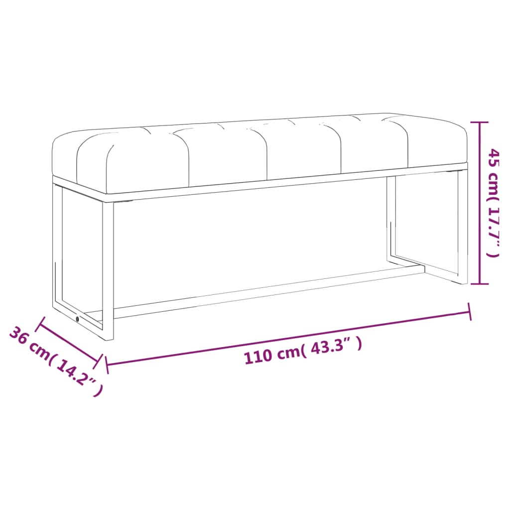 Banc Beige 110x36x45 cm Velours - XIOS