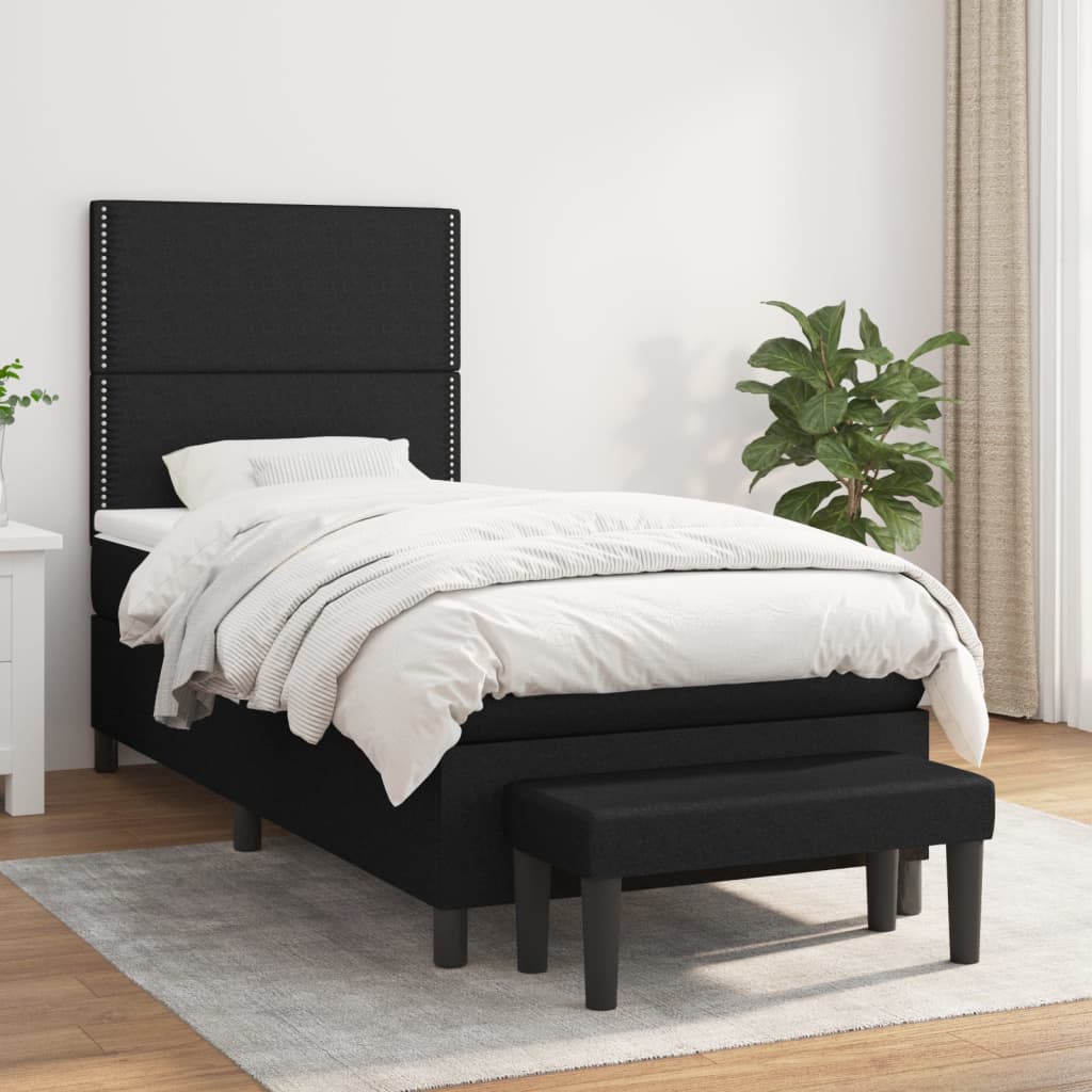 Sommier à lattes de lit avec matelas Noir 90x190 cm Tissu - XIOS