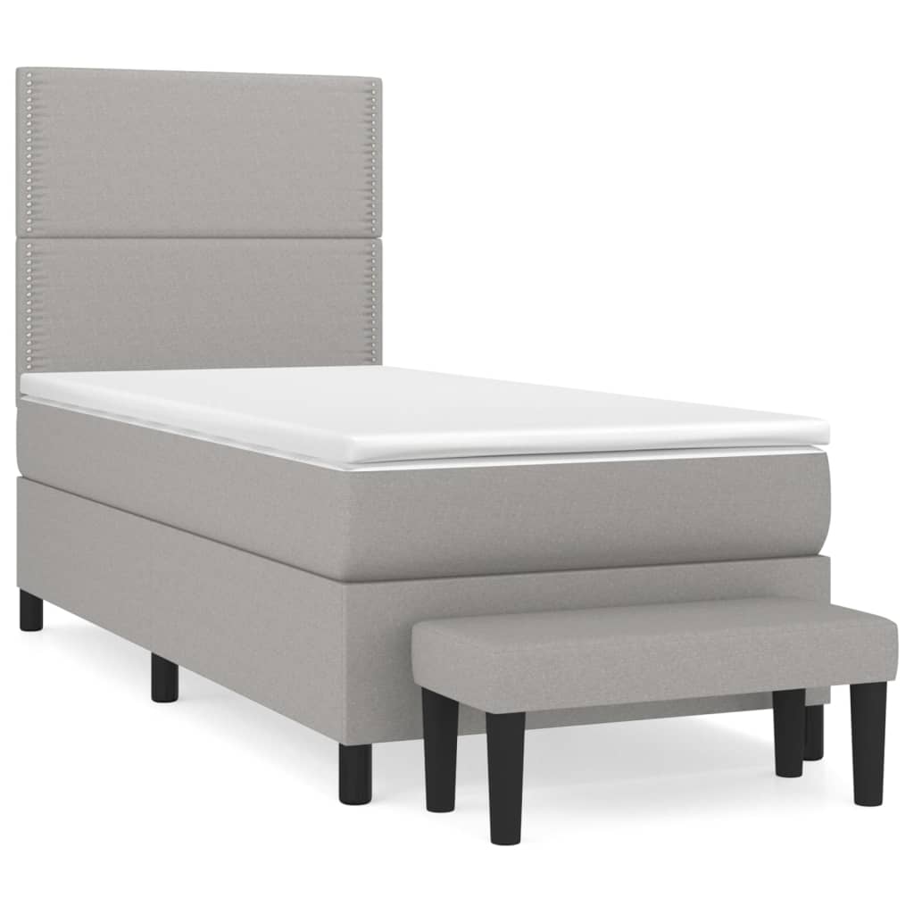 Sommier à lattes de lit avec matelas Gris clair 90x200 cm Tissu - XIOS