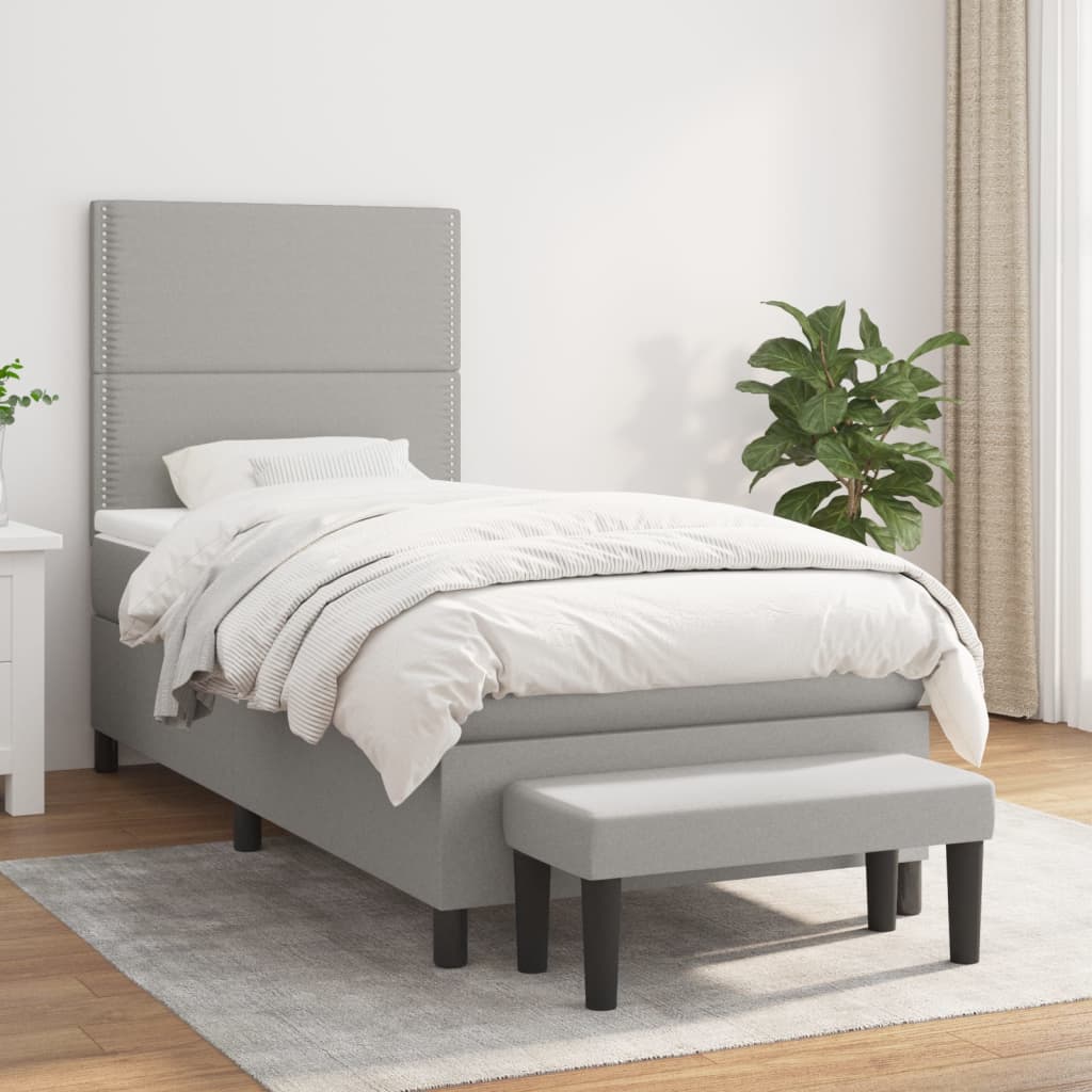 Sommier à lattes de lit avec matelas Gris clair 90x200 cm Tissu - XIOS