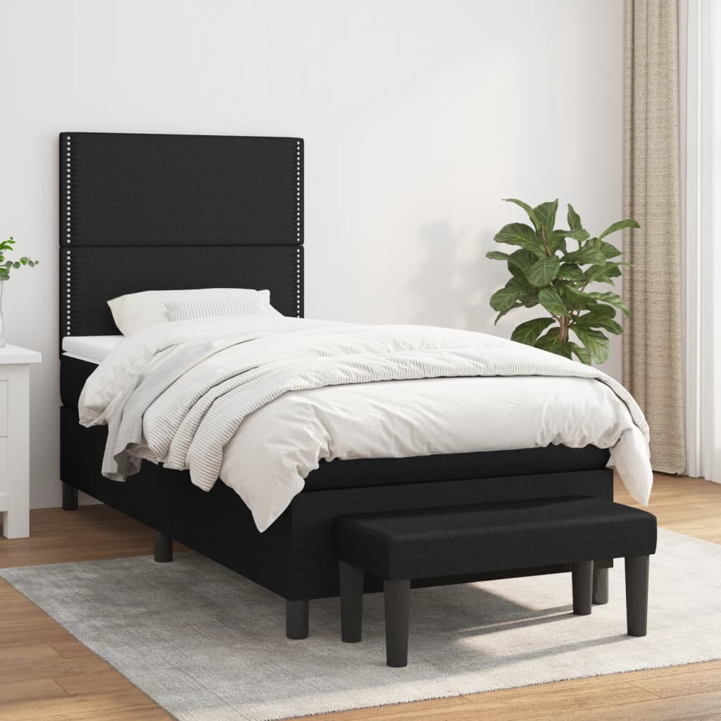 Sommier à lattes de lit avec matelas Noir 90x200 cm Tissu - XIOS