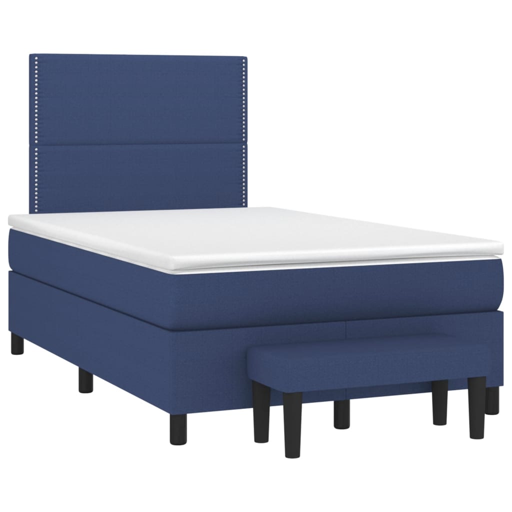 Sommier à lattes de lit avec matelas Bleu 120x200 cm Tissu