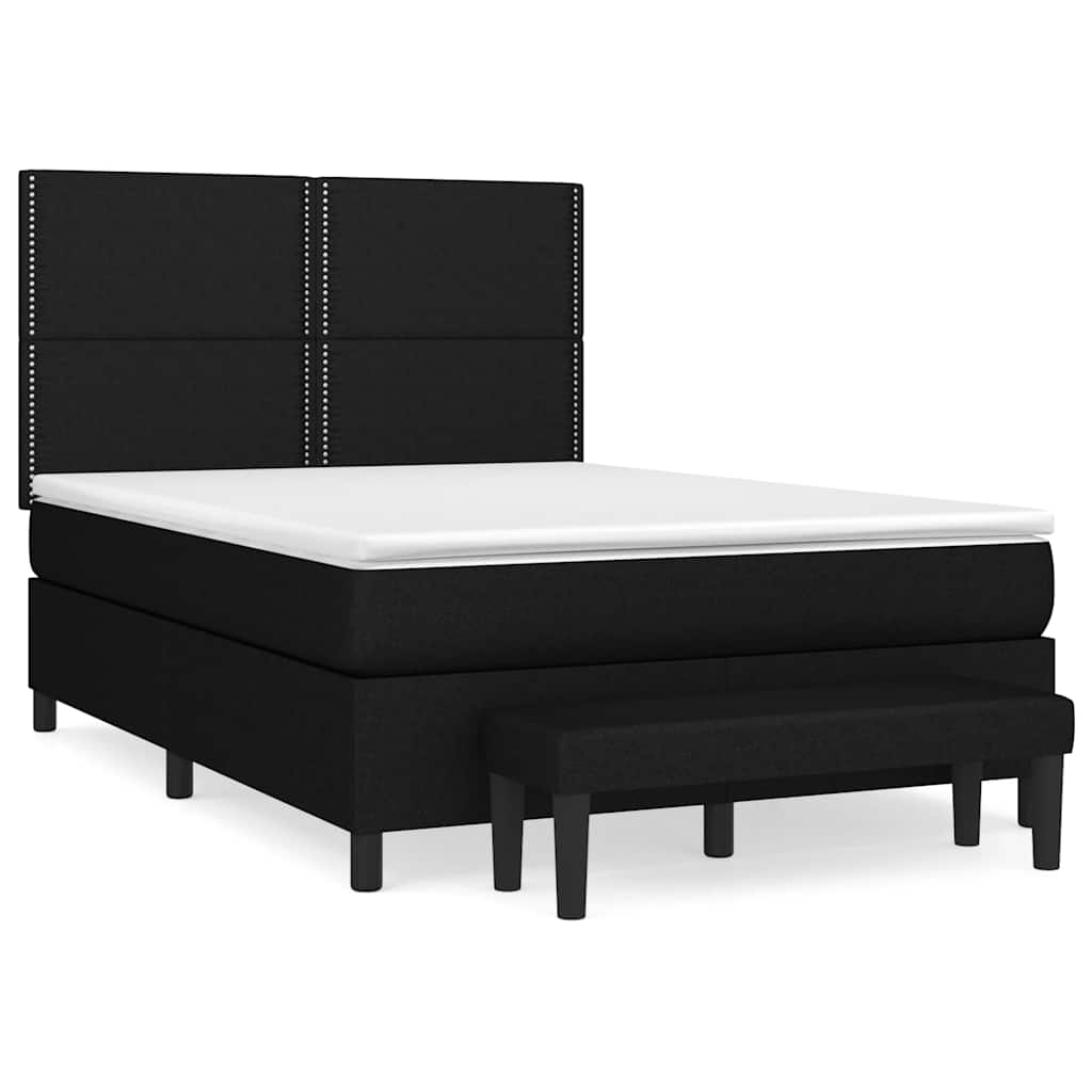 Sommier à lattes de lit avec matelas Noir 140x190 cm Tissu - XIOS