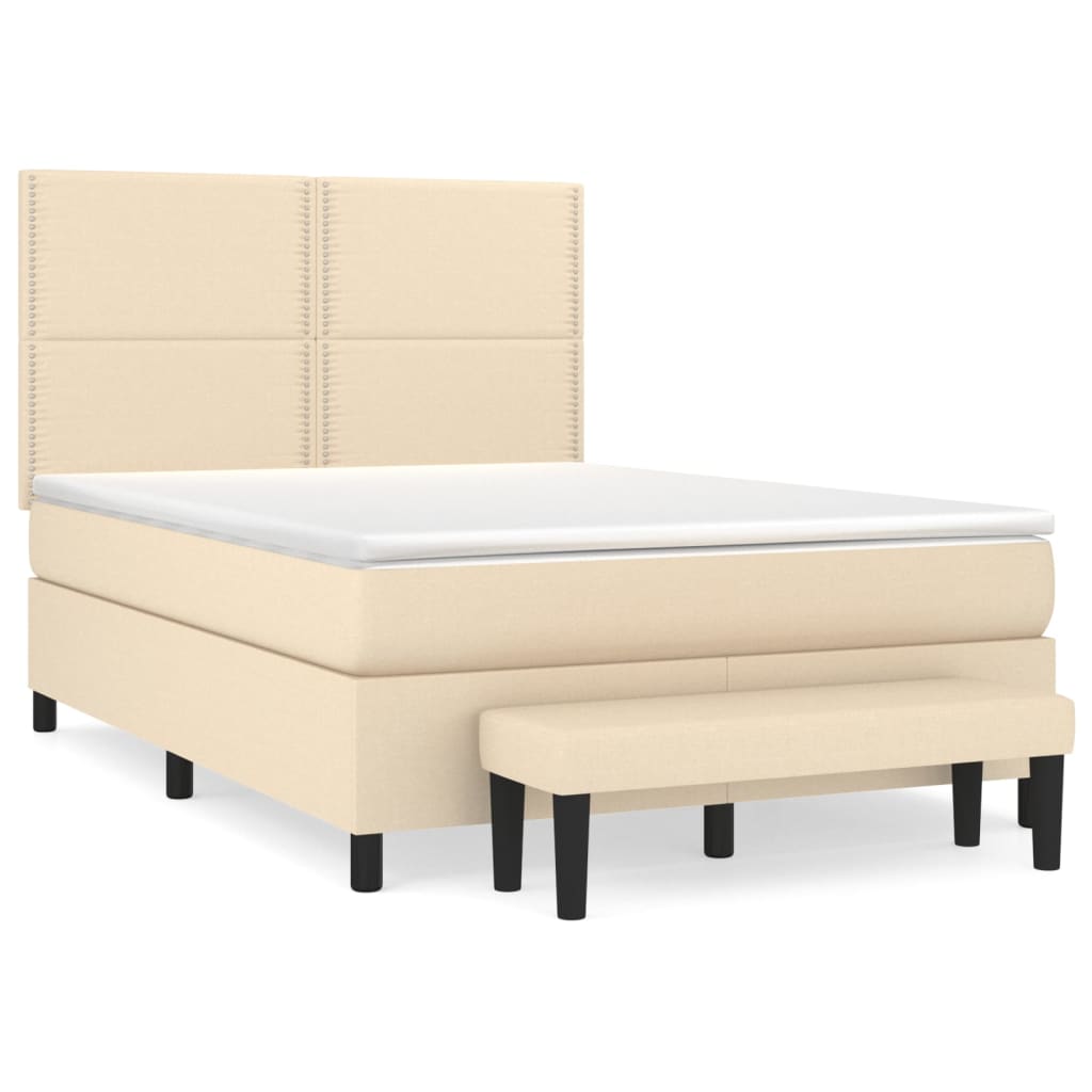 Sommier à lattes de lit avec matelas Crème 140x190 cm Tissu - XIOS