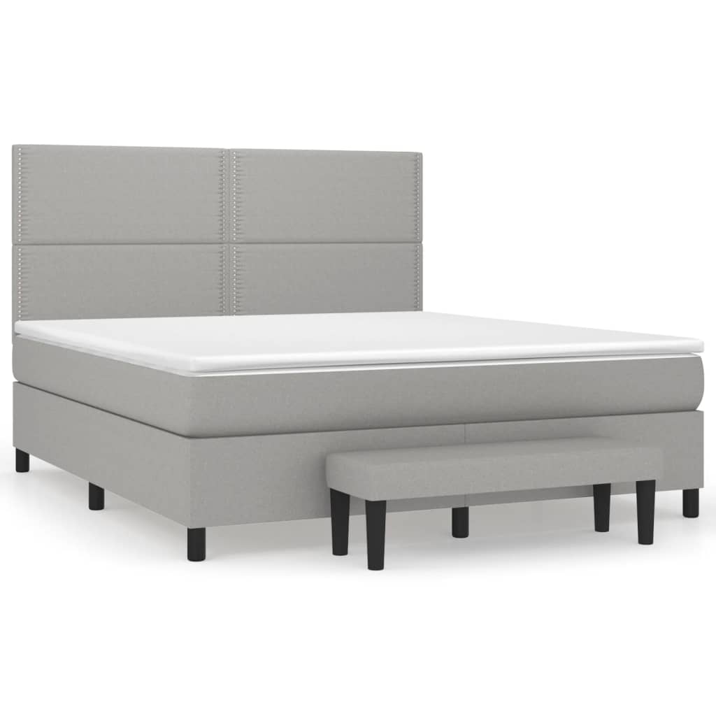Sommier à lattes de lit avec matelas Gris clair 180x200cm Tissu - XIOS