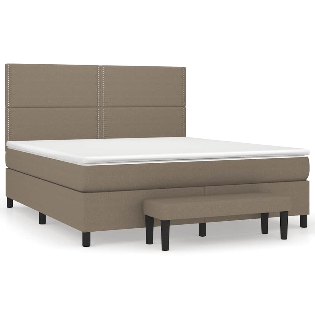 Sommier à lattes de lit avec matelas Taupe 180x200 cm Tissu - XIOS