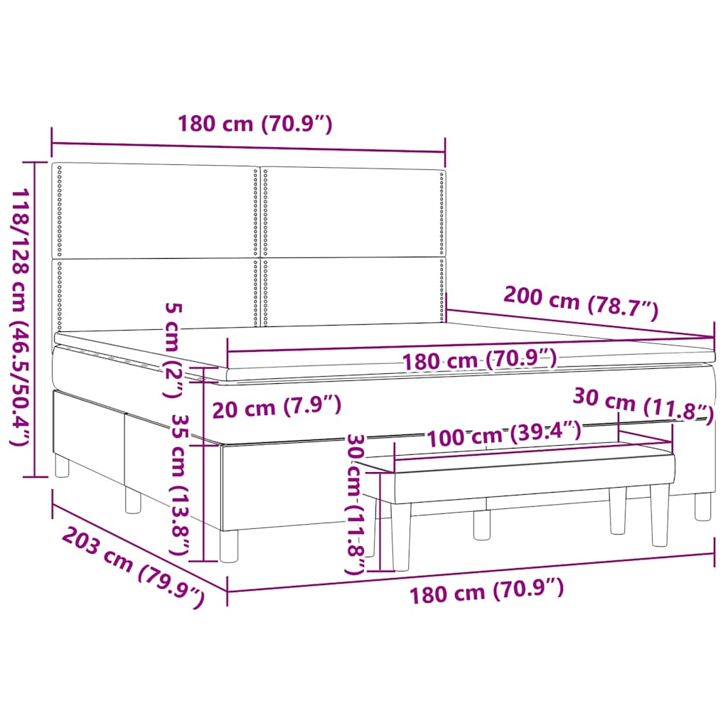 Sommier à lattes de lit avec matelas Taupe 180x200 cm Tissu - XIOS