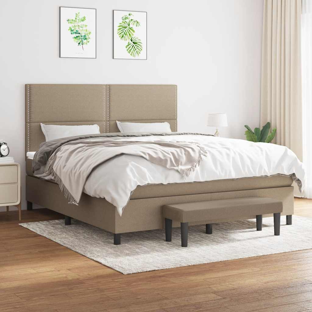 Sommier à lattes de lit avec matelas Taupe 180x200 cm Tissu - XIOS