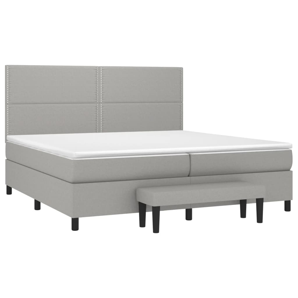Sommier à lattes de lit avec matelas Gris clair 200x200cm Tissu - XIOS