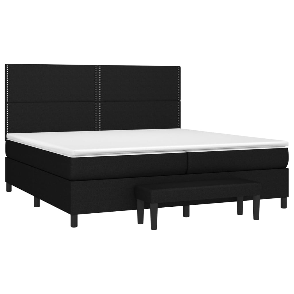 Sommier à lattes de lit avec matelas Noir 200x200 cm Tissu - XIOS